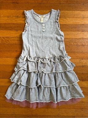 Matilda Jane Girl’s Grey Tiered Ruffle TuTu Trim Twirl Dress Size 8